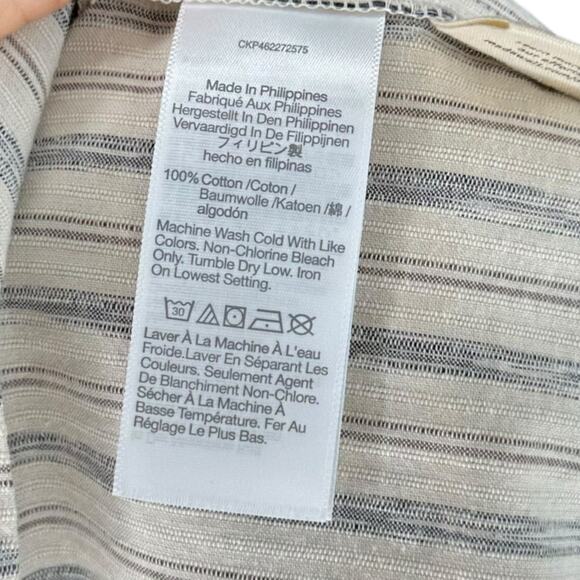 MADEWELL Striped Cutaway Tank Top Women's Size Large Cream Neutral Preppy - Picture 4 of 6